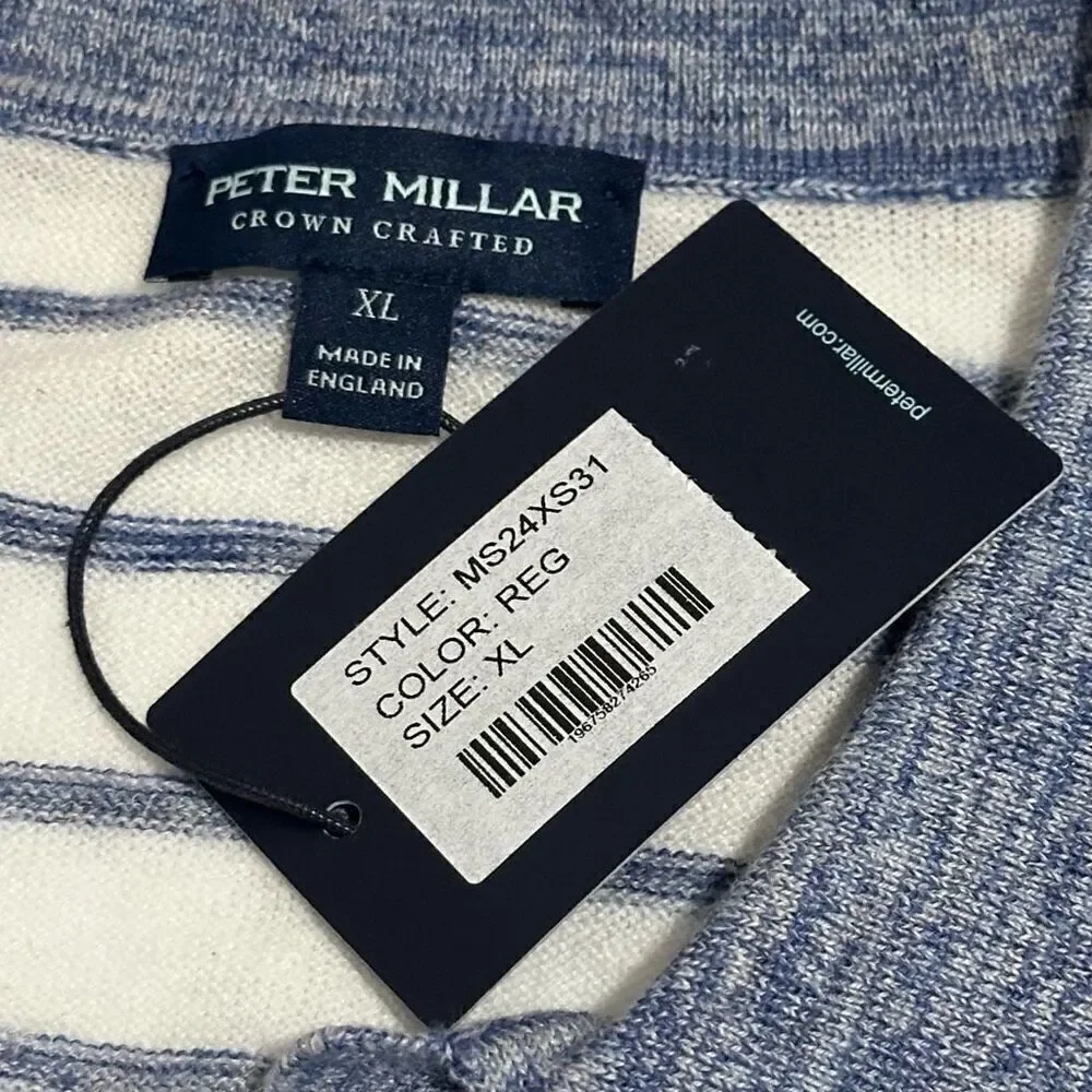 NWT Peter Millar Triste Linen Silk Wool Collar Sweater XL  Preppy Golf
